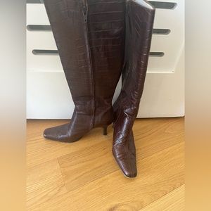 J Crew croc leather boots
